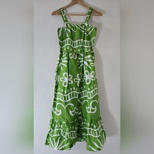 Vibrant Green and White Floral Maxi Dress
